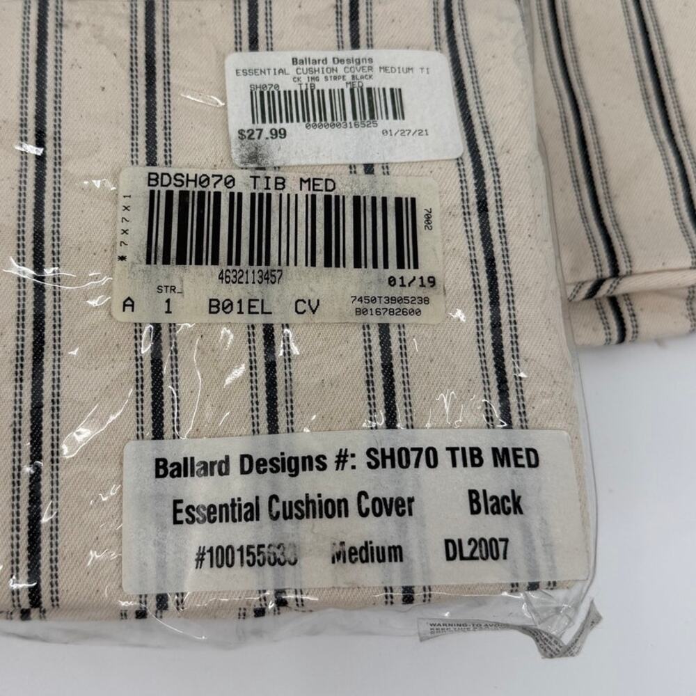 Ballard Designs Basic Cushion Covers Ticking Stripe Medium Set of 3 NWT - Picture 5 of 5